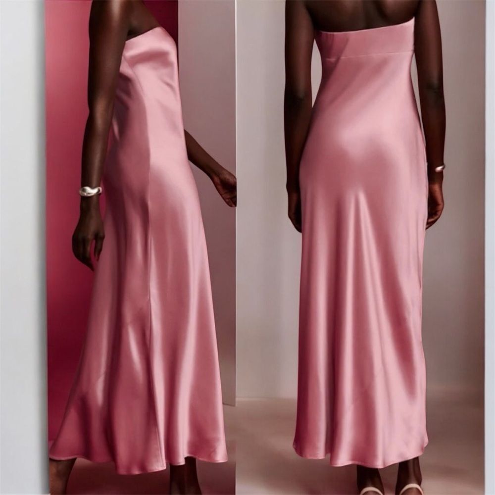 NWT REFORMATION Joana Silk Strapless Dress in “Rose Petal” pink - Picture 5 of 12